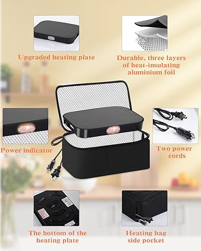 Miniatura 7 de tuhood Horno portátil, calentador de alimentos portátil 4 en 1, 1224110220 V, mini calentador de alimentos para microondas para recalentar o cocinar
