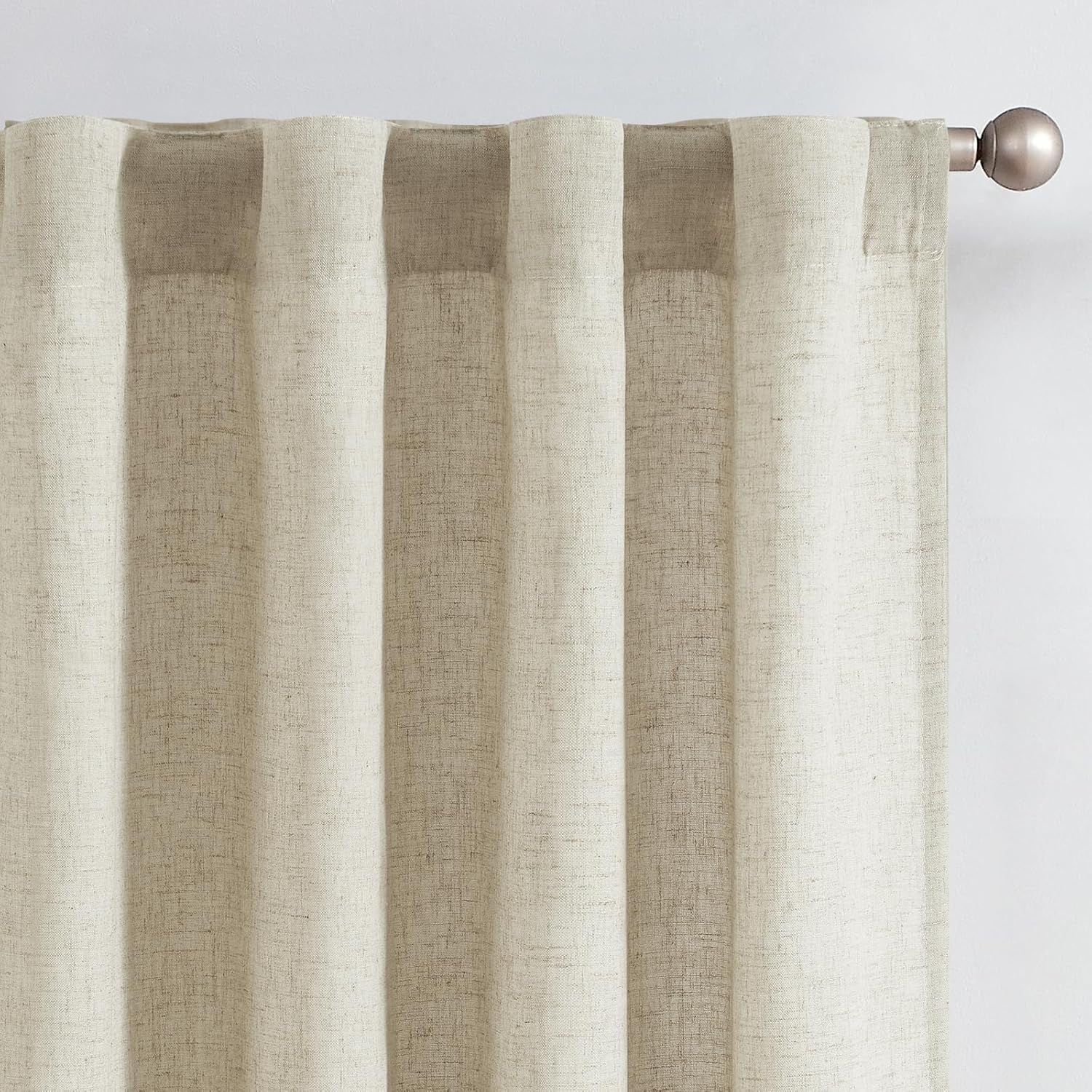jinchan Oat Linen Blend Curtains for Living Room 84 Inch Length 2 Panels Curtains for Sliding Glass Doors, 50 Inch Wide Farmhouse Drapes with Rod Pocket Back Tab(50W x 84L, Oat) 50"W x 84"L (Pack of 2) Lined Oat
