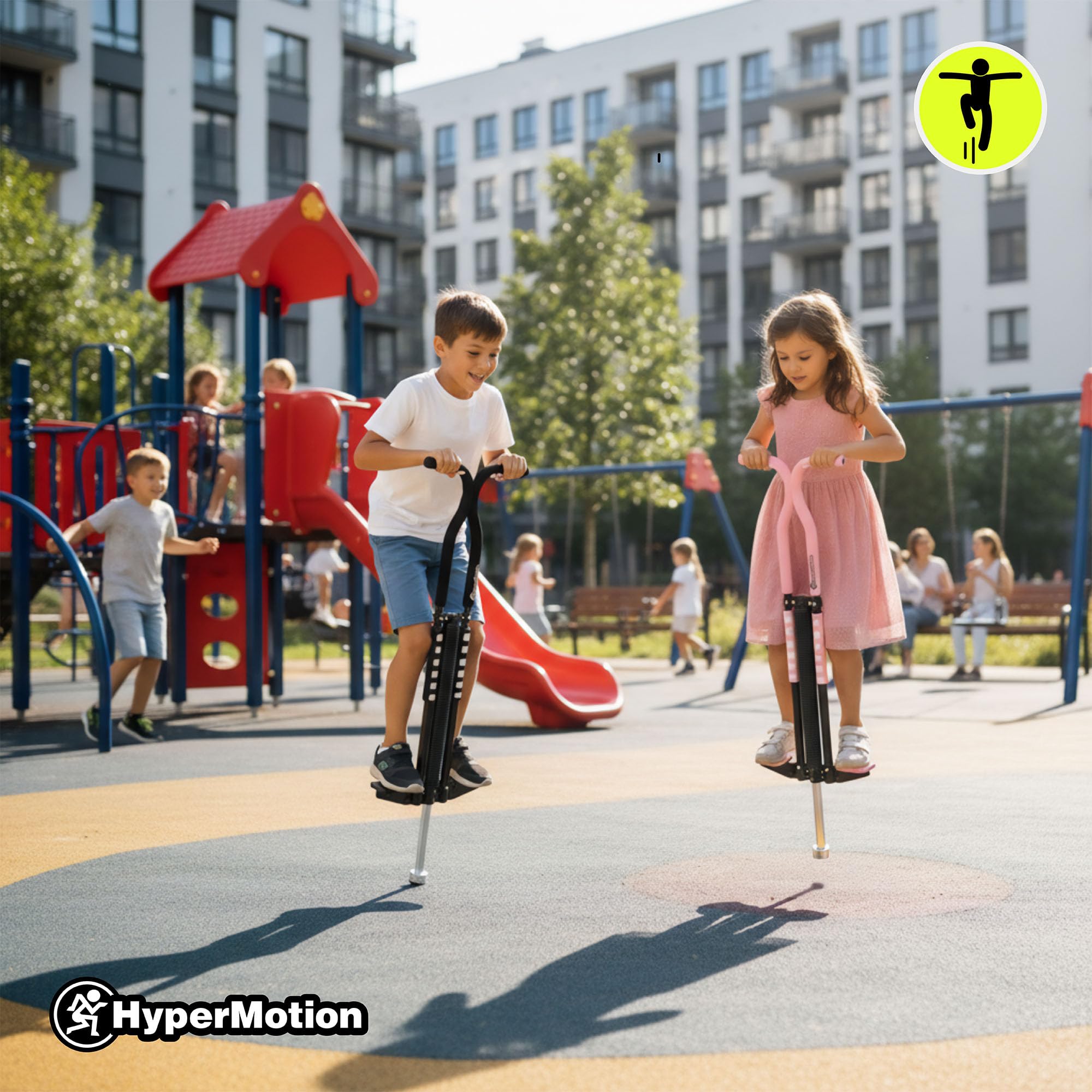 HyperMotion Skoczek POGO dla Dzieci 9–14 Lat, Urządzenie Treningowe do 50 kg, 2,35 kg, System Sprężynowy, Kolor Różowy