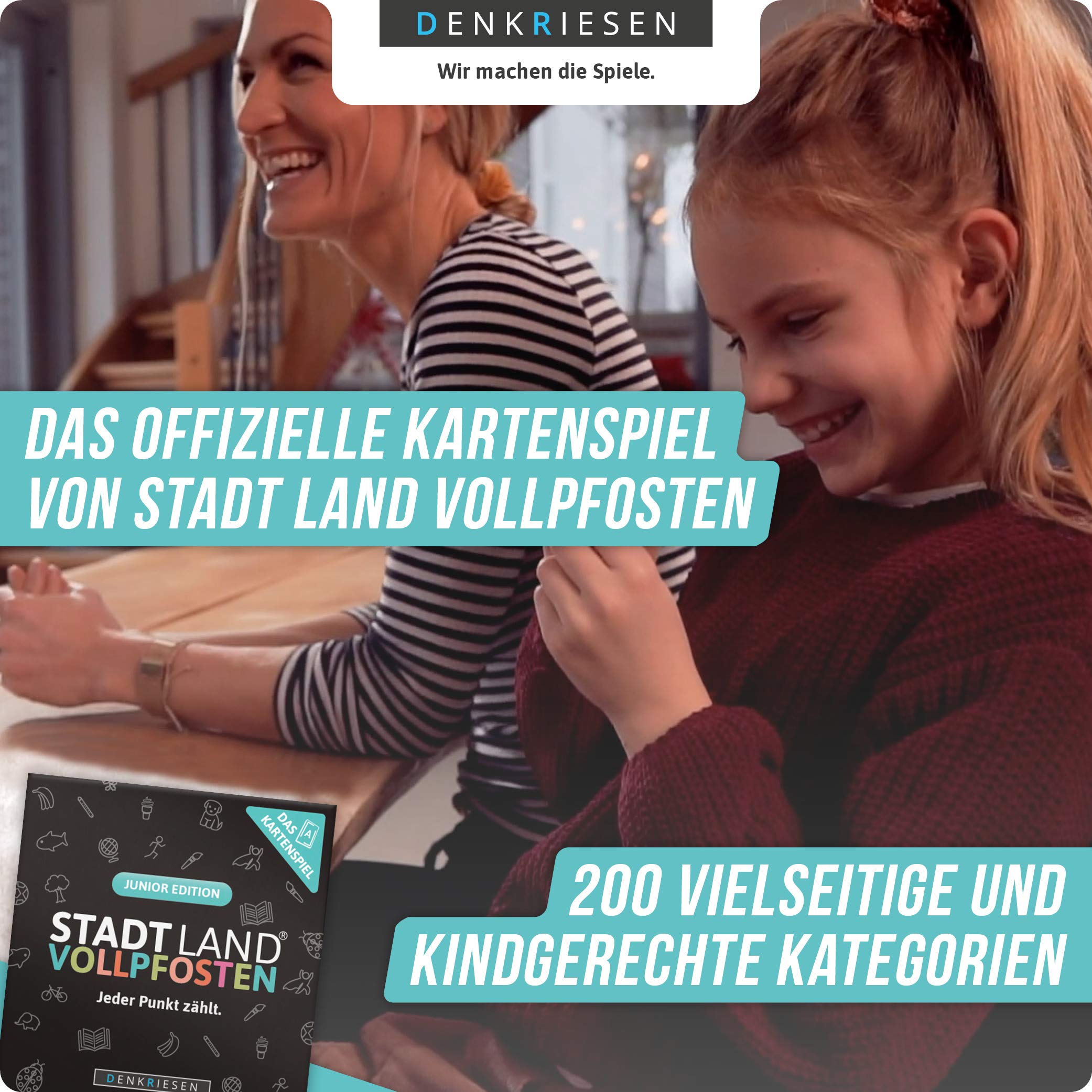 DENKRIESEN - STADT LAND VOLLPFOSTEN® – Il trio dei giochi di carte – JUNIOR – Classic – luce rossa | collezione di giochi innovativi | Natale | Giochi di famiglia | Giochi per feste | Regalo di gnomo