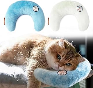 LOVMIOAW Pillow for Cats, U-Shaped Half Donut Cat Neck Pillow, Deep Sleep Fluffy & Cozy Pet Calming Toy, Joint Relief Sleeping Improve，Machine Washable
