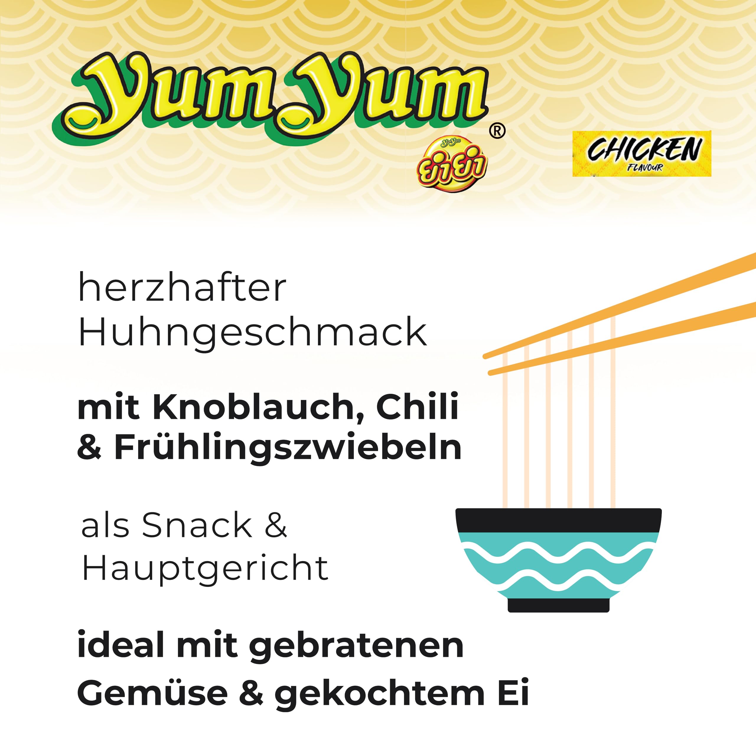YumYum Chicken Flavour Cup 36x 70g Asiatische Instant Nudeln im Becher | yumyum