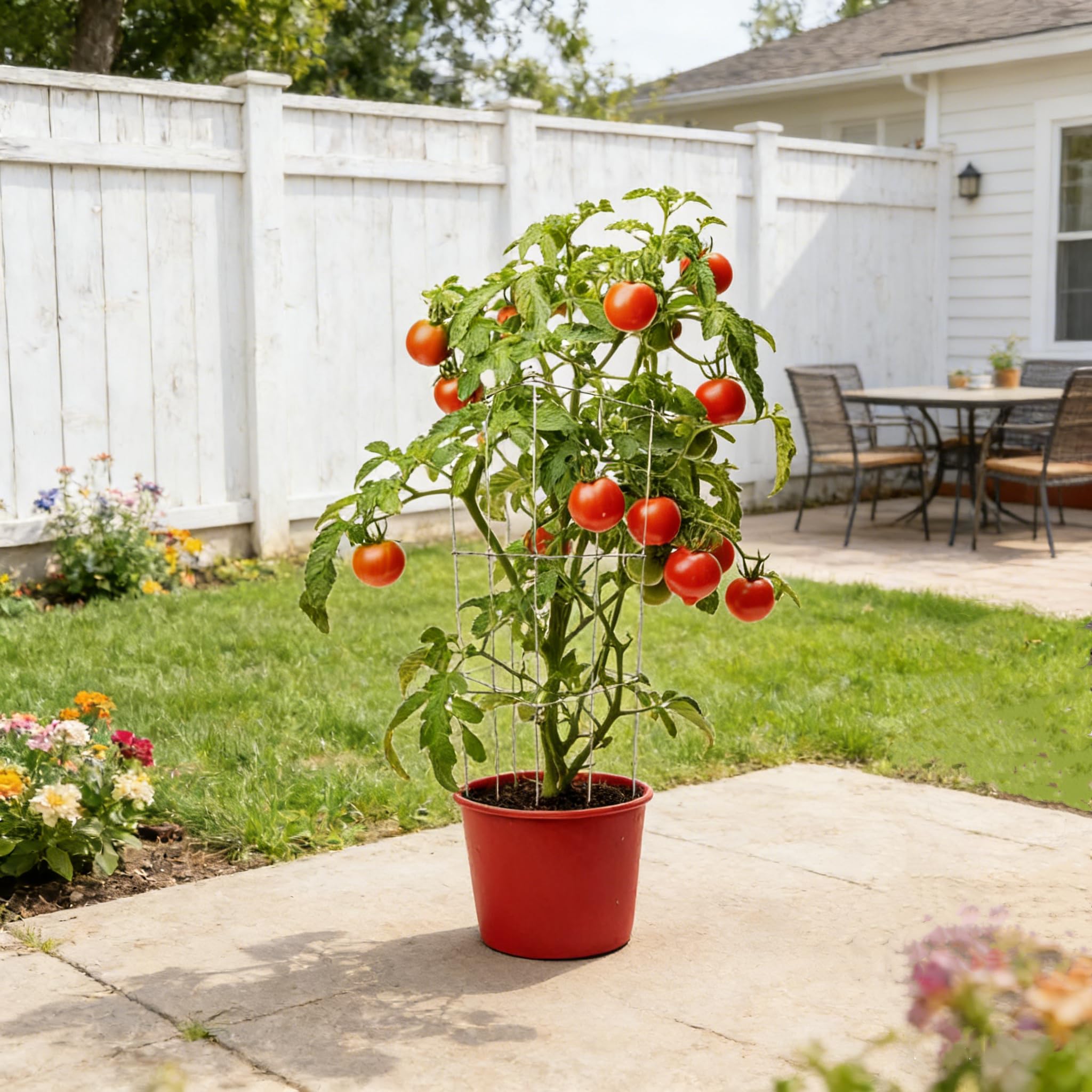 Confezione da 2 gabbie per pomodori, alte 30,5 x 99,5 cm, zincate, pieghevoli, quadrate, supporto per piante e pomodori, traliccio in metallo