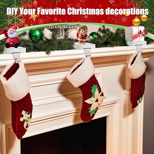 Miniatura 5 de Zonon Soportes de calcetines de Navidad de metal para manto, ganchos colgantes para calcetines de Navidad, soporte para calcetines para vacaciones,