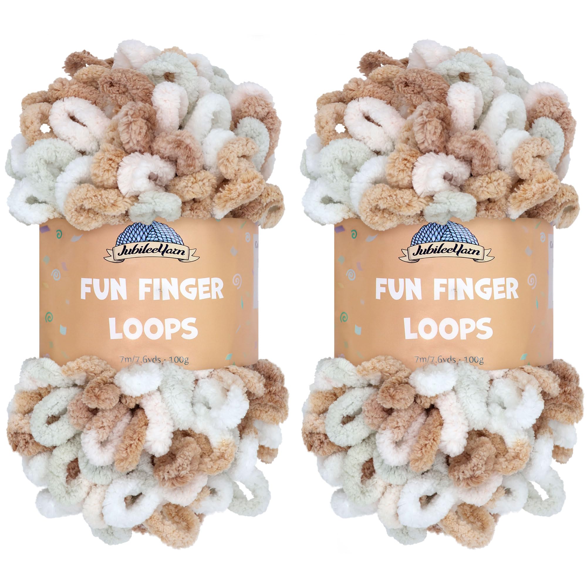 JubileeYarn Fun Finger Loops Yarn - Polyester Jumbo Weight Loop Yarn - 100g/Skein - Hestia - 2 Skeins โ image 1
