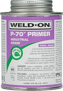 Weld-On 10227 P-70 Industrial Grade PVC/CPVC Non-Bodied Primer - Fast Acting and Low-VOC, Purple, 1/2 Pint (8 fl oz)