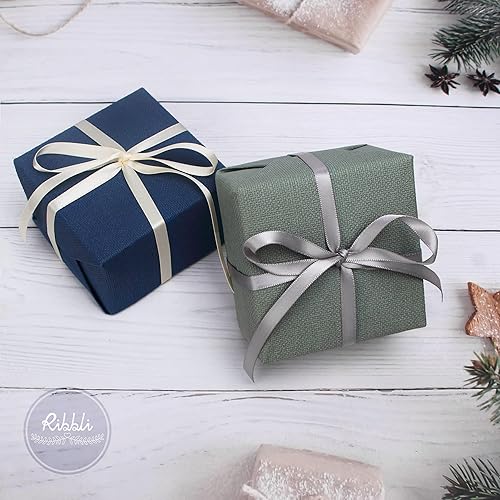 Miniatura 25 de Ribbli - Cinta de satén roja de doble cara, 1 pulgada x 25 yardas, uso para ramo de lazos, envoltura de regalo de Navidad, arreglo floral Rojo