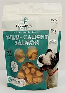 Boomerang Bobby- Wild Caught Salmon Freeze Dried Dog Treats | High Protein | Grain Free | Gluten Free | Single Ingredient | Organic | Made in The USA