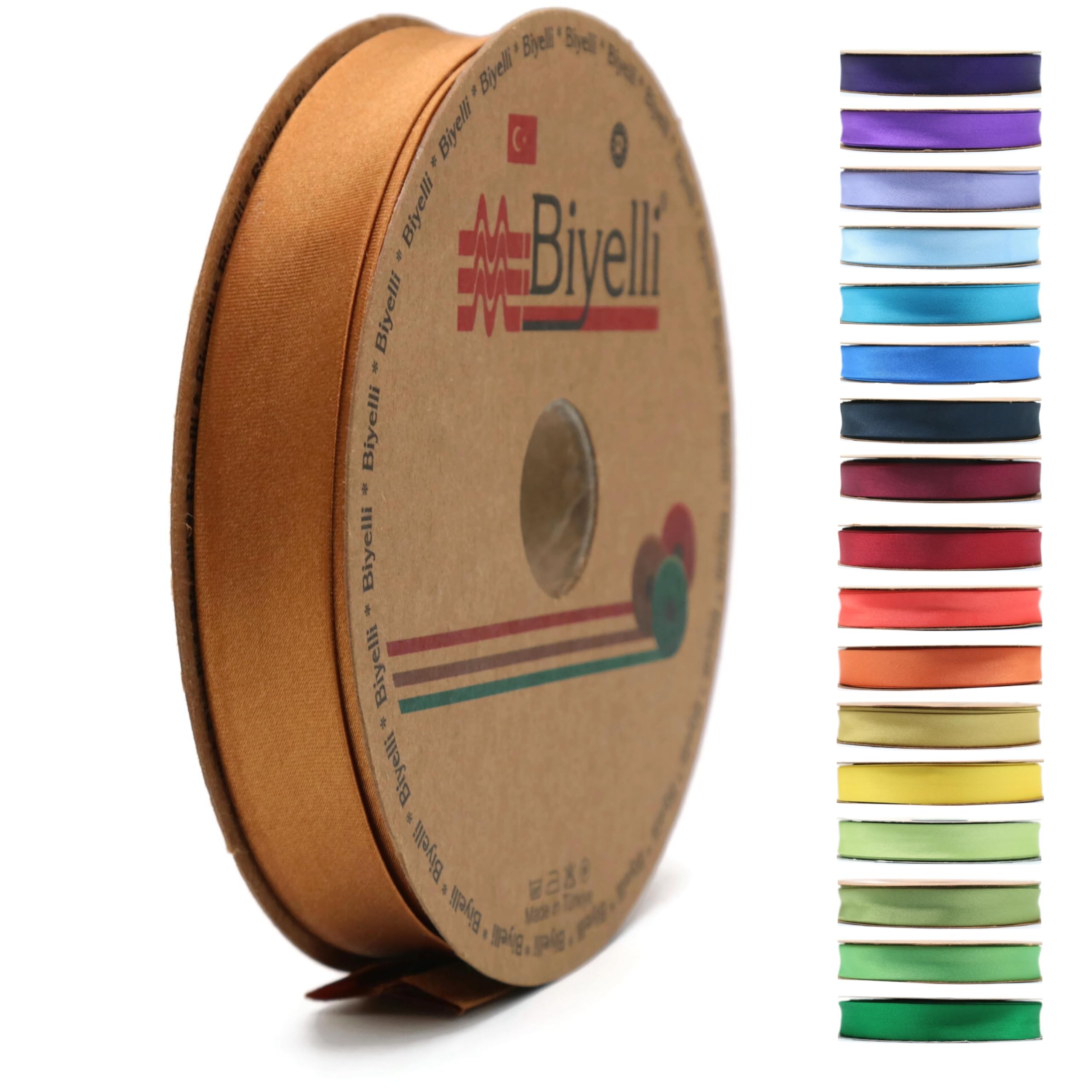 Fold Satin Bias Tape - 99+ Colors - 3/4 Inches Wide - 27 Yards - Fold Satin Binding Bias Ribbon Fabric Piping Bias Binding Tape for Sewing Clothing DIY (33. Cider) BYS33