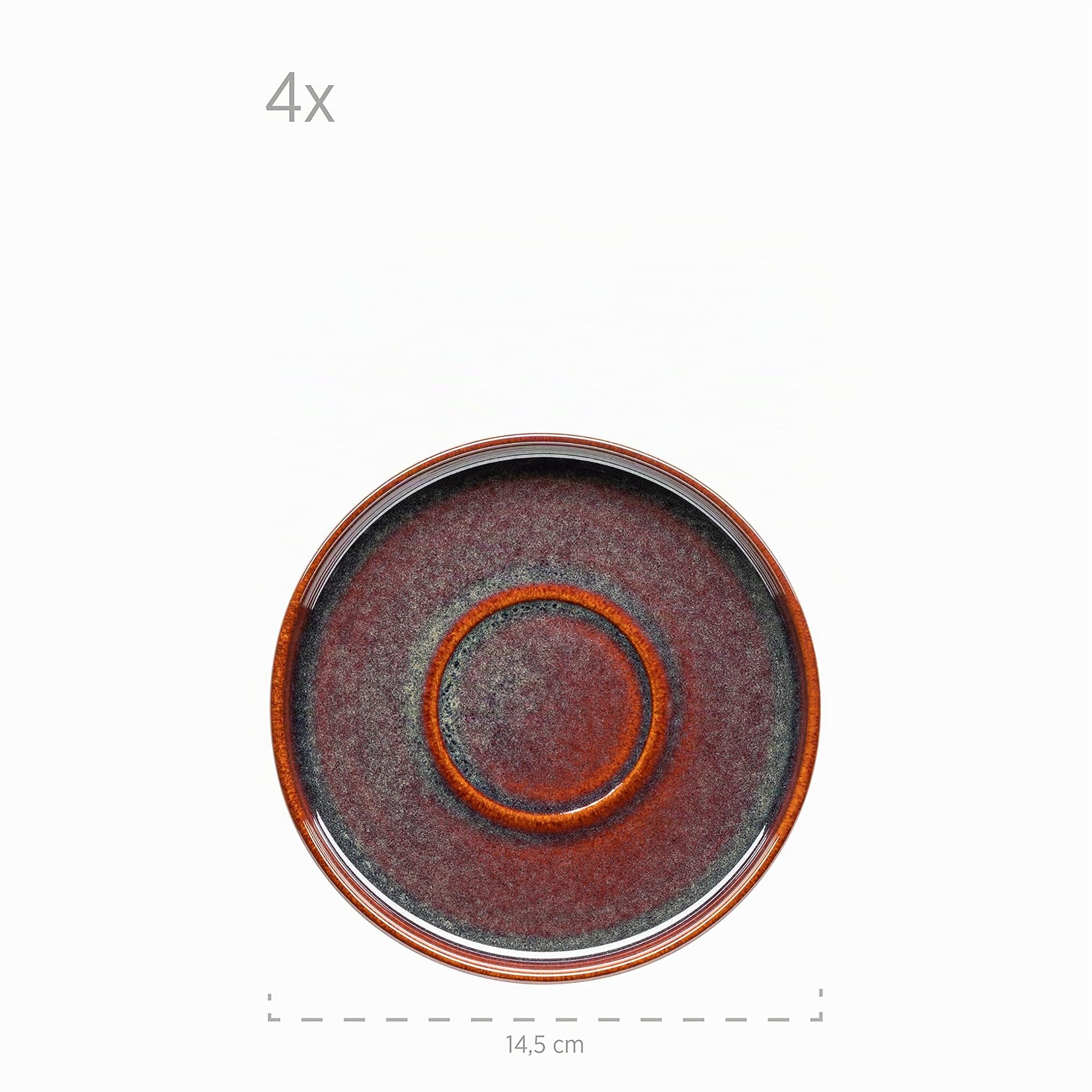 MÄSER Serie Elina Uno, Modernes Kaffeegeschirr Set mit unregelmäßiger Effektglasur für 4 Personen, mit Dessertteller, Kaffeetassen und Untertassen, 12-teiliges Kaffeeservice, Steinzeug, Jungle
