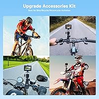 Vista 7 de AKASO Brave 4 Cámara de acción 4K 30fps con tarjeta microSD U3 de 64 GB Kit de accesorios para casco de bicicleta, 20MP Ultra HD 131FT Cámara