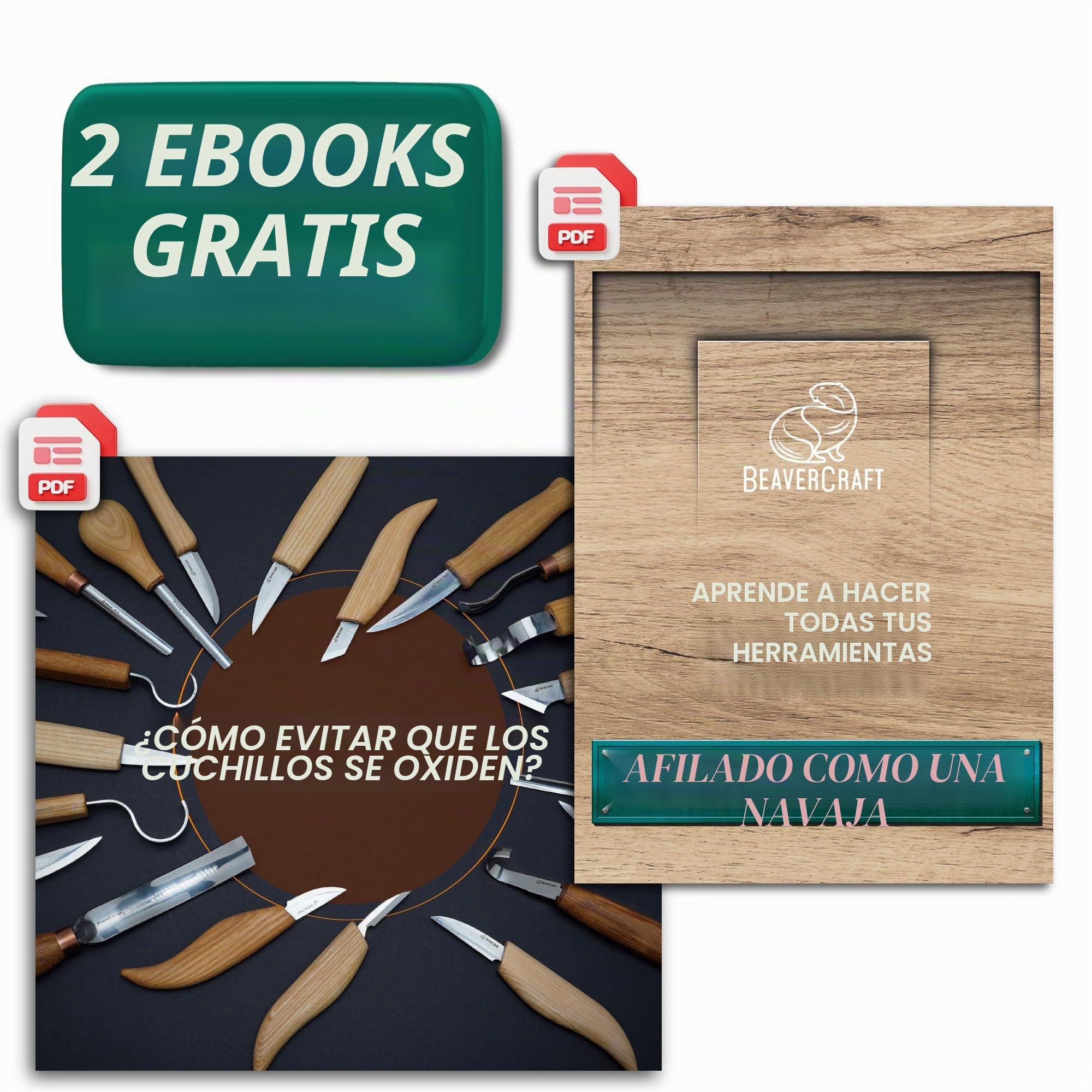 BeaverCraft, Set de Cuchillos para Tallar Cucharas de Madera S01 - Kit de Herramientas para Hacer Cucharas - Cuchillo de Gancho - Kuksa para Principiantes - Kit Profesional para Tallar Madera