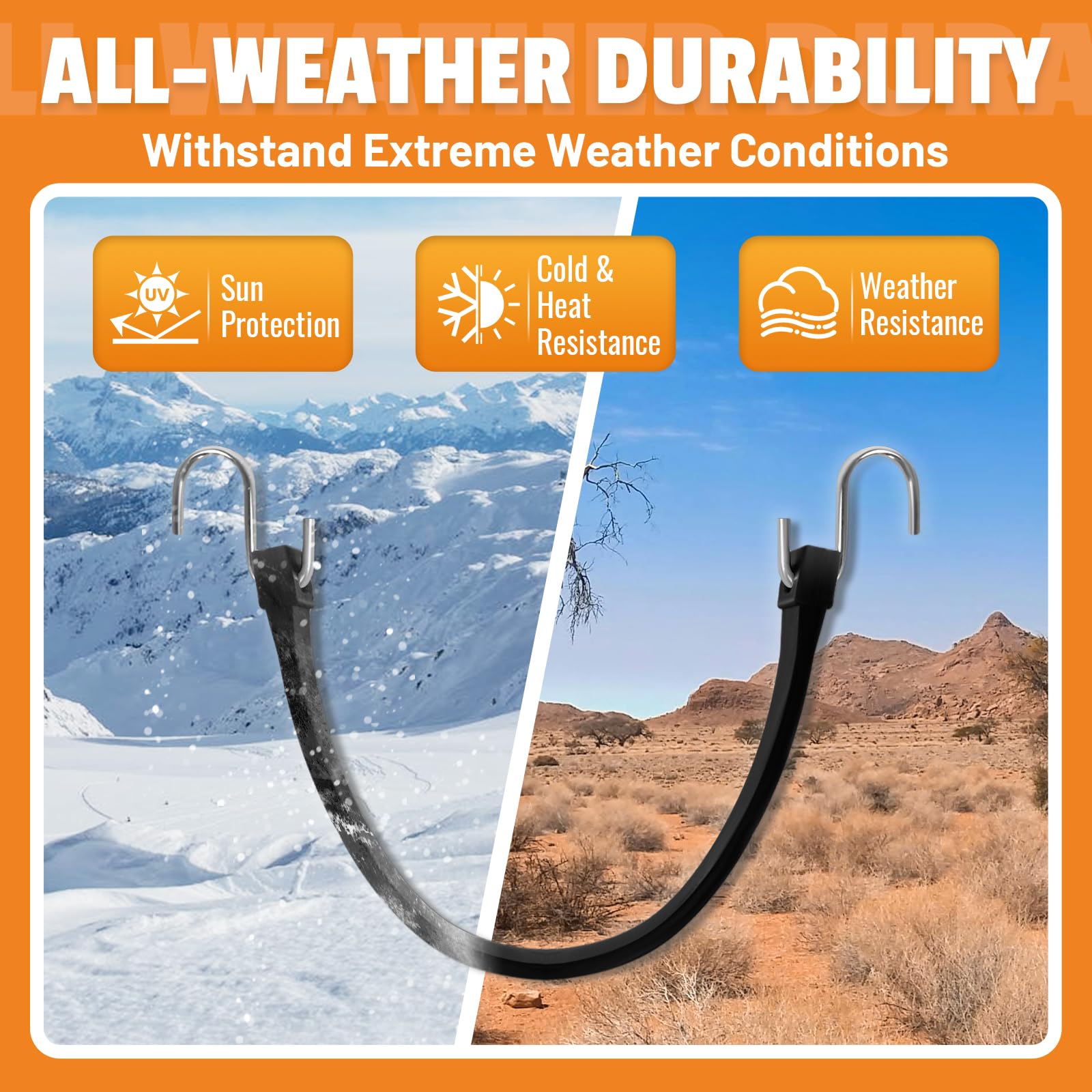 HOZEON 15-Pack Rubber Bungee Cords With Hooks - 14 Inch Black Tarp Straps For Cargo, Motorcycle, Canopy & Outdoor Use