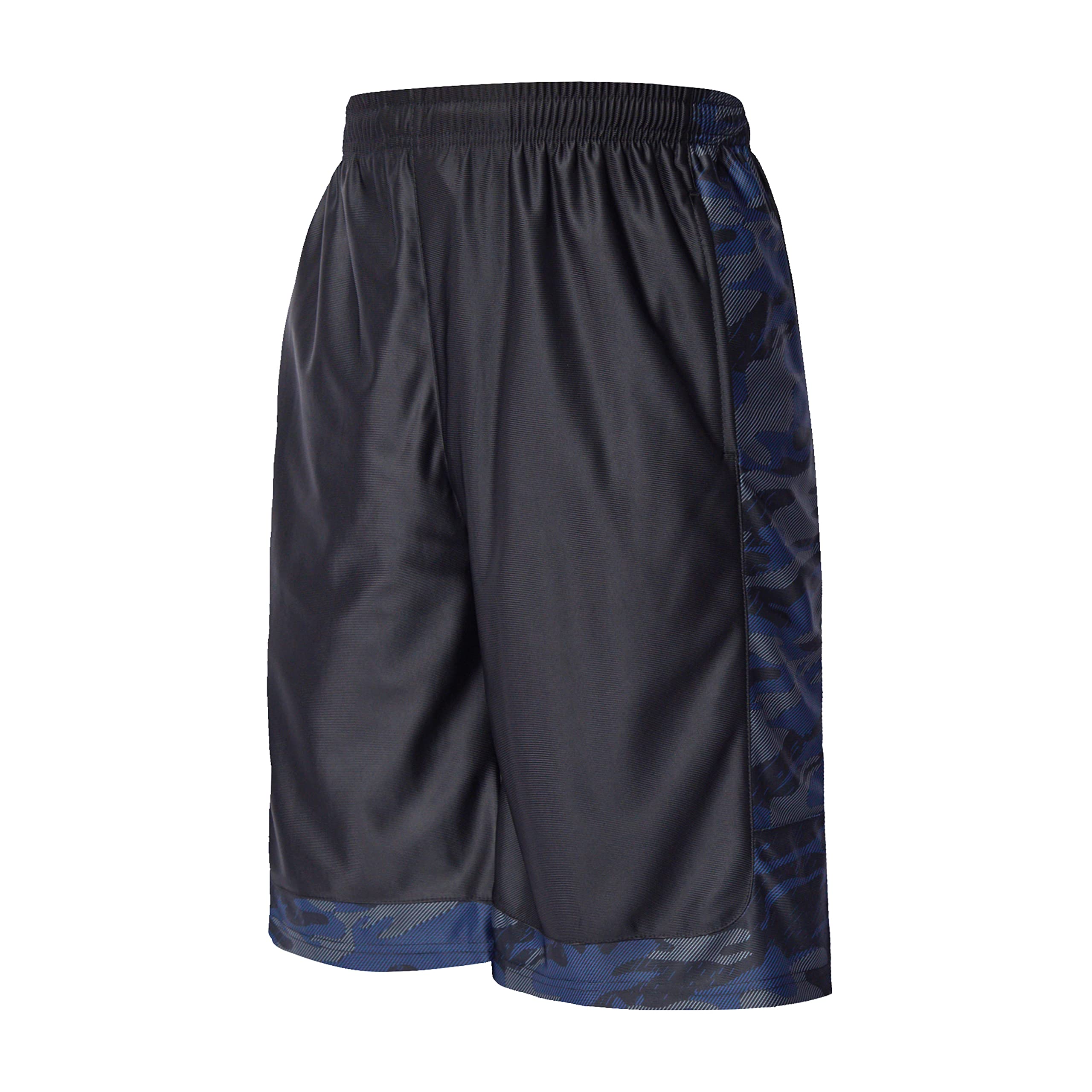 URBEX Long Men's Basketball Shorts with Pockets Athletic Running Gym Workout Sport Shorts, Black2#, X-Large