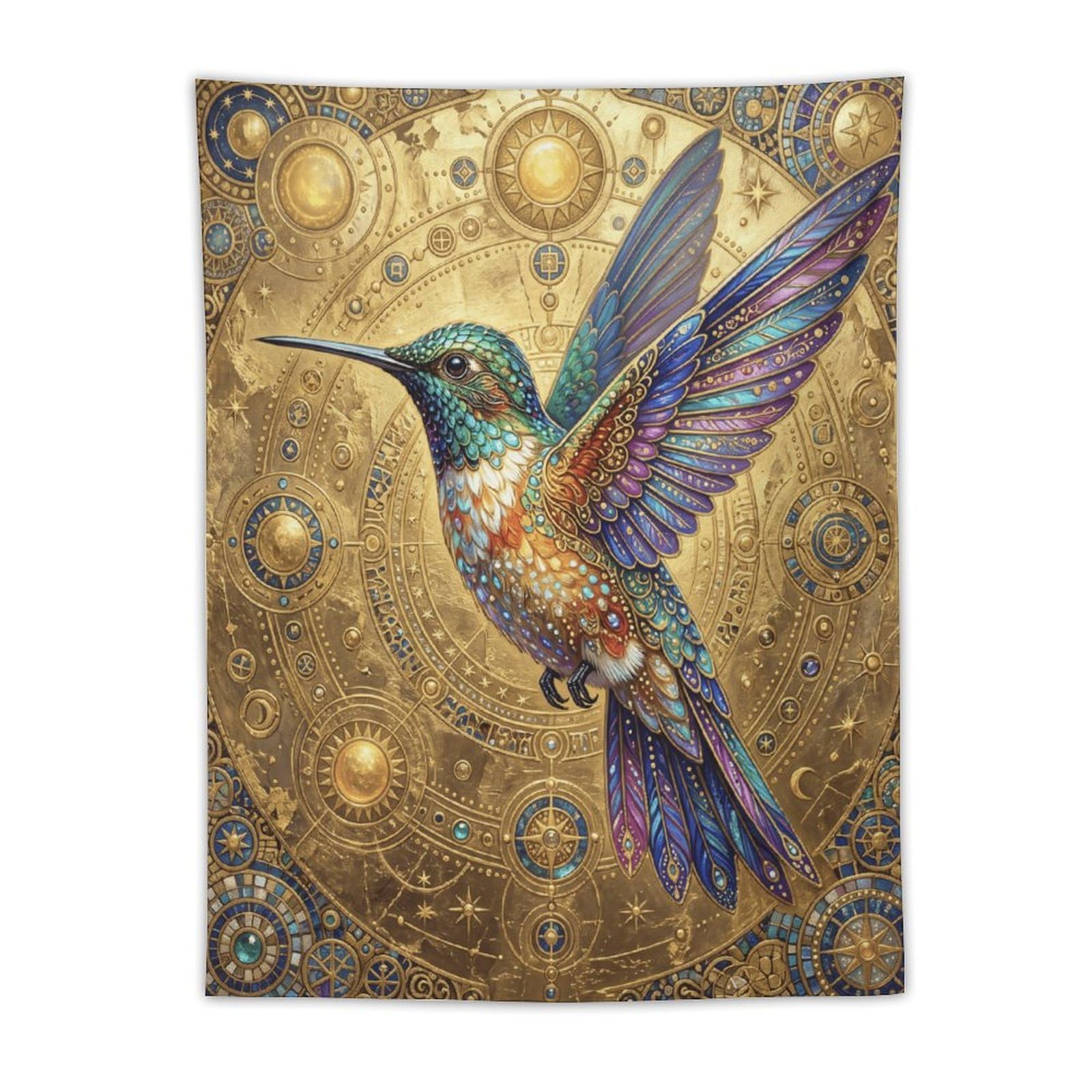 H3B8U2Y5 Hummingbird Celestial Wall Tapestry, Floral Wing Detail