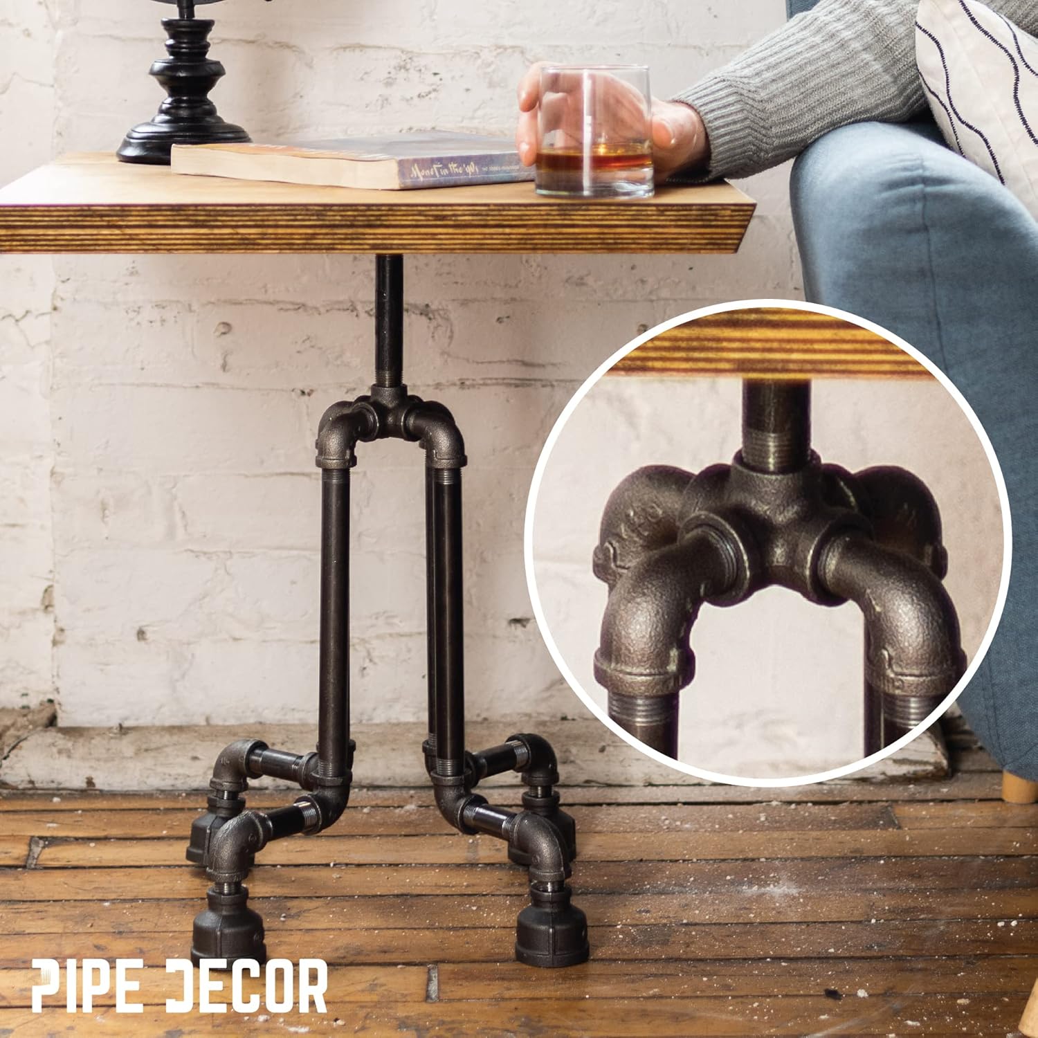 1/2" 6-way Cross Fitting, PIPE DECOR Black Malleable Iron Fittings Fit Standard 1/2 Inch Pipes, Nipples and Fittings, Build Vintage DIY Furniture, 4 Pack