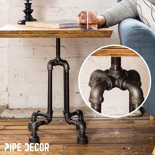 Vista 64 de PIPE DECOR - Codo de salida lateral de 1/2 pulgada, accesorios de hierro maleable negro para tuberías, pezones y accesorios estándar de 1/2 pulgada