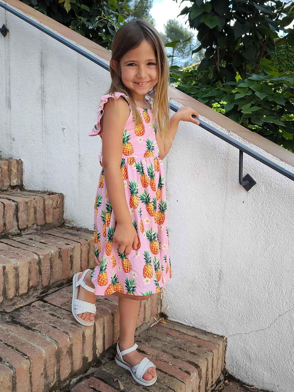 Vieille Toddler Girls Summer Dress Ruffle Short Sleeve Cute Mermaid Backless Kids Casual Beach Dress 3-7T - Image 2