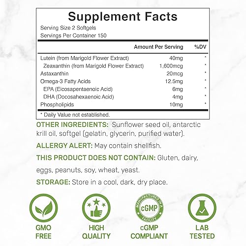 Miniatura 2 de DEAL SUPPLEMENT Suplementos de luteína y zeaxantina, 40 mg por porción, 300 cápsulas blandas