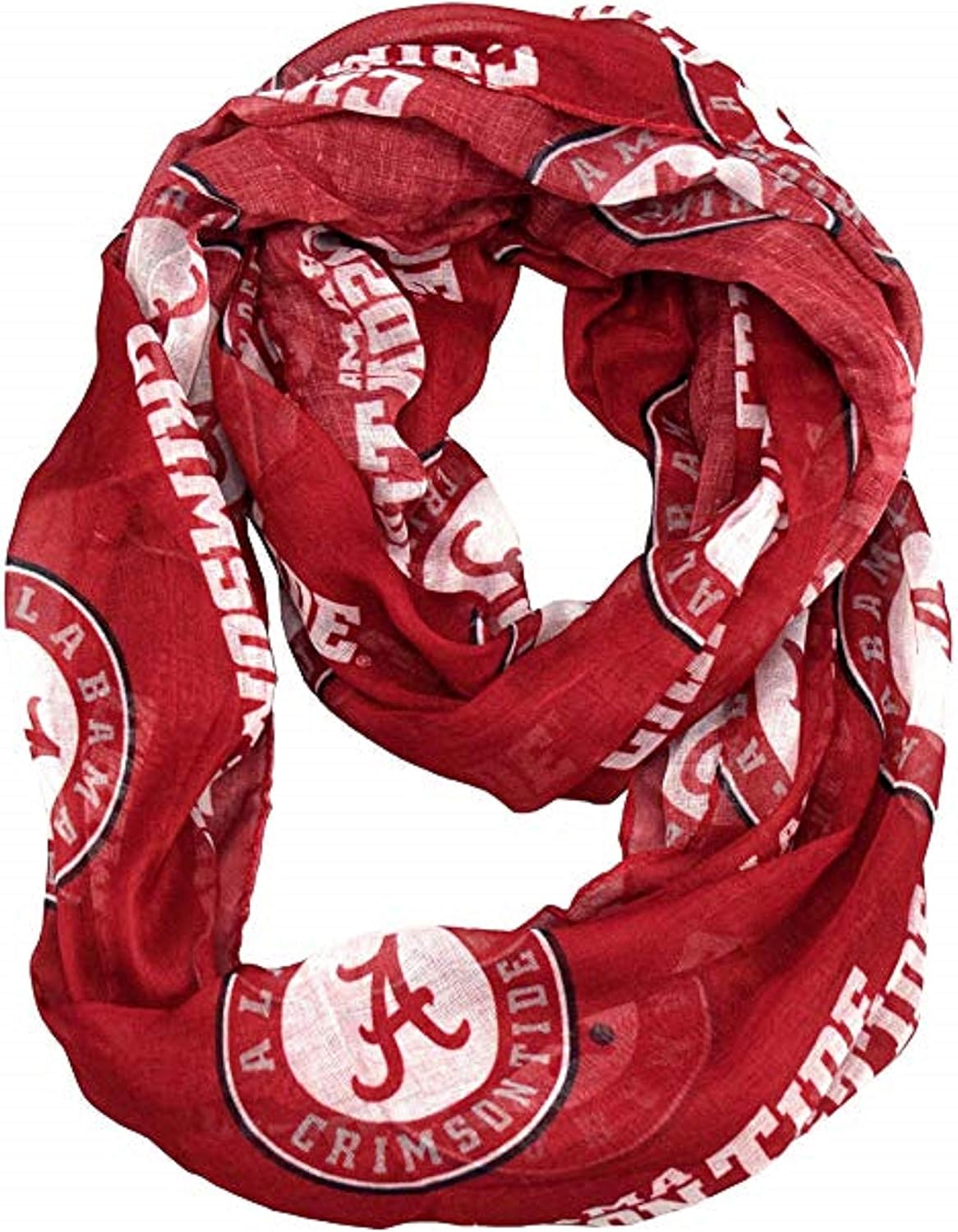 Littlearth NCAA Alabama Crimson Tide Sheer Infinity Scarf, Team Color, 70” x 25”