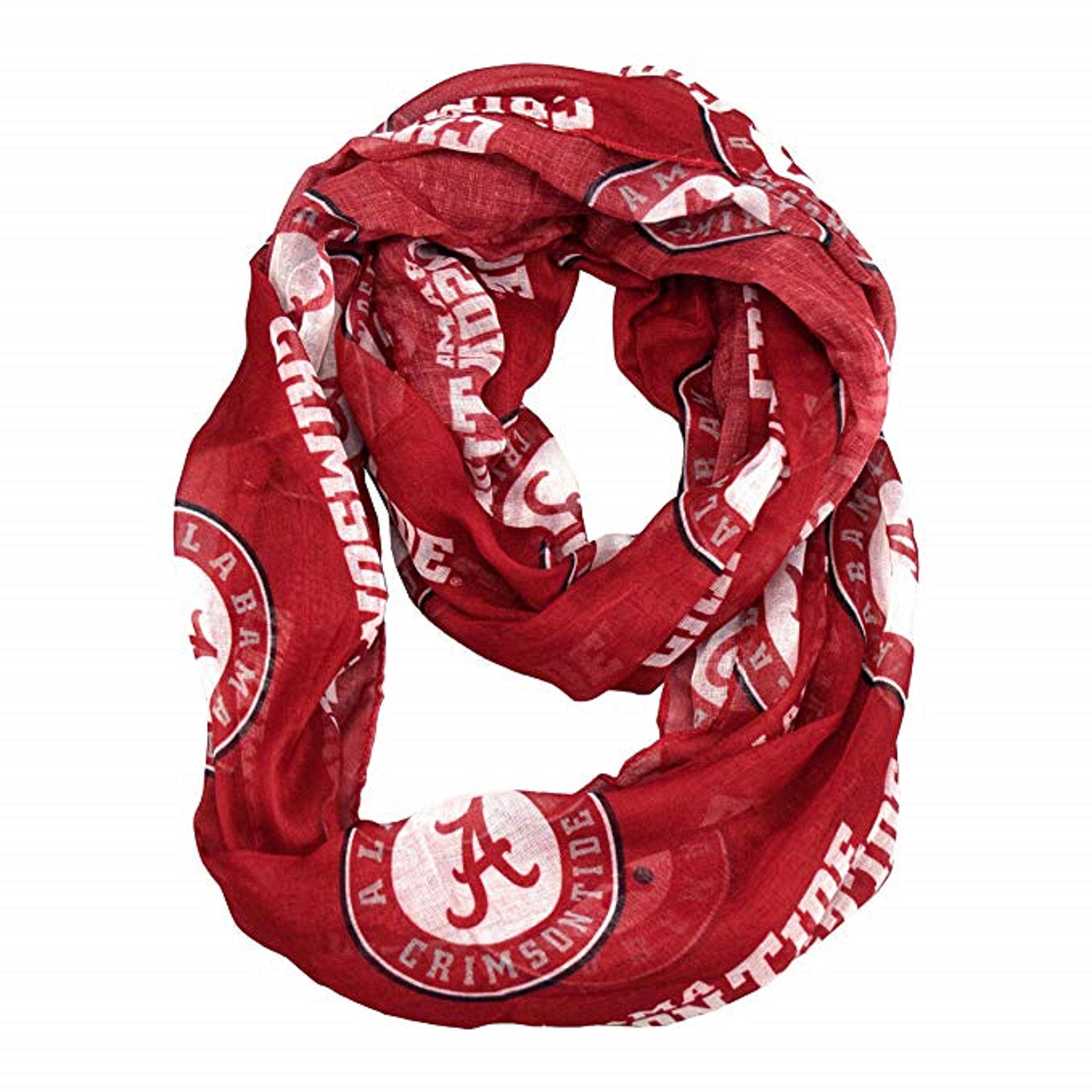 Littlearth NCAA Alabama Crimson Tide Sheer Infinity Scarf, Team Color, 70” x 25”