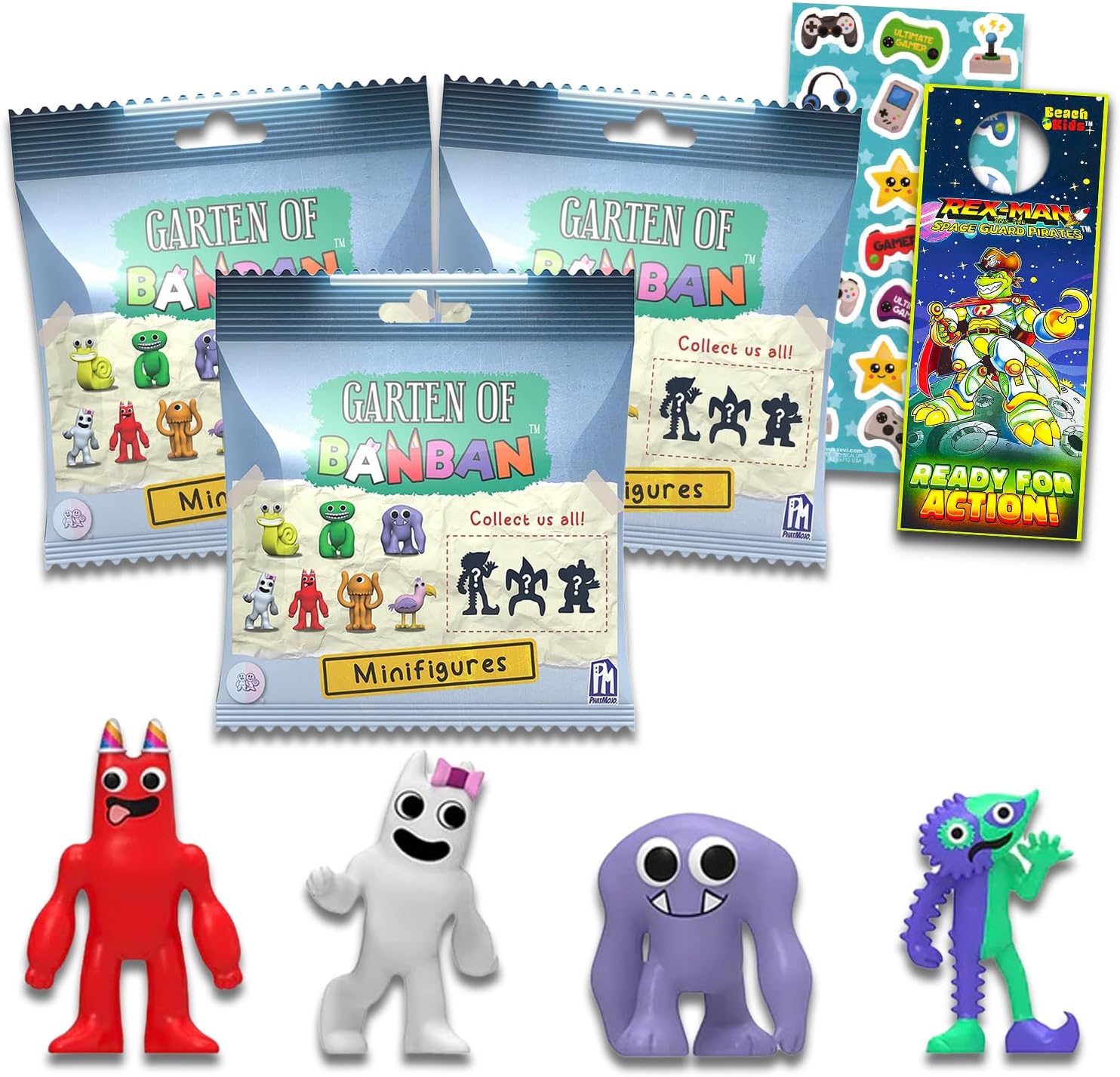 Banban Mini Figures Blind Bags Set - 3 Pack Mystery Bag Toys Bundle with Collectable Mini Figures Plus Stickers