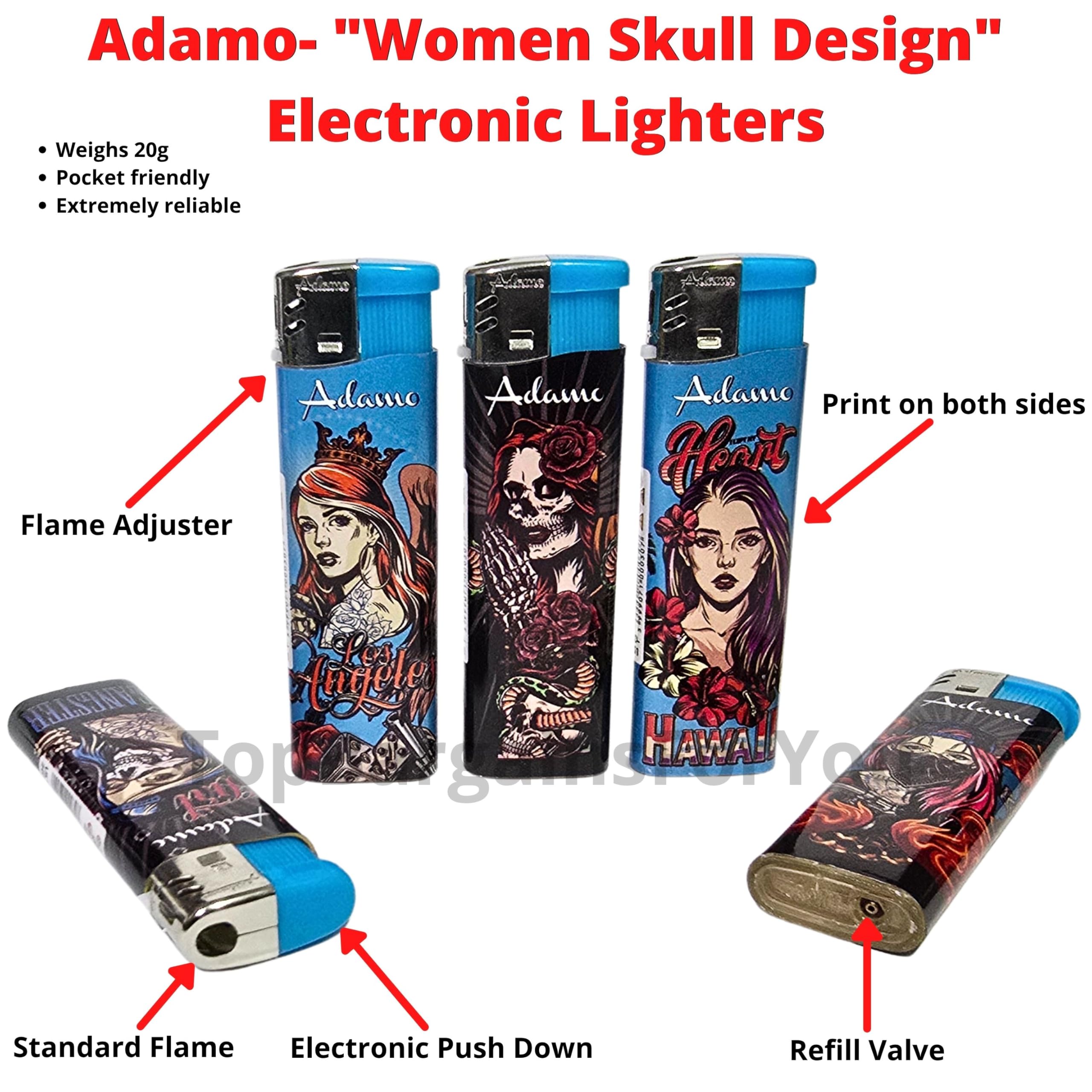 5 Electronic Refillable Lighter Set Assorted Designs Compact & Durable Gas Lighters for Camping Hiking BBQ & Everyday Use Adjustable Flame - Image 2