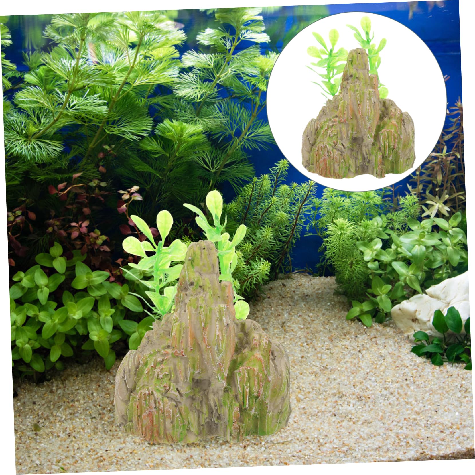 3 Set Decorazioni Rocciose Calcolo Ornamento Del Serbatoio Di Pesce Accessori Per Acquari Acquario Con Supporto Rockery in Resina Per Acquario Grotta Decorazione Acquario 2 Pezzi*3
