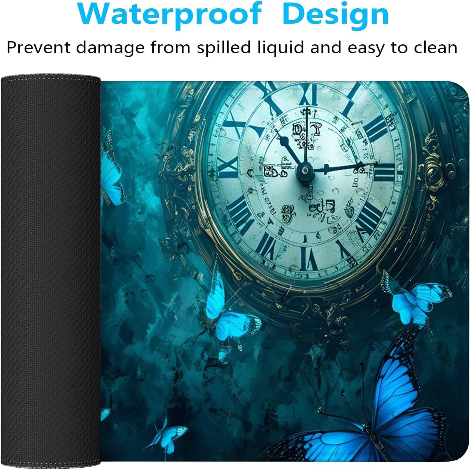 Blu Tappetino Mouse Gaming, Tappetino Mouse XXL 1200 x 500 mm, Tappetino Mouse Fiore, Mouse Pad con Base Antiscivolo, Bordi Cuciti Tappetino per Mouse, Tappetino Mouse Gaming di Alta Precisione S-382