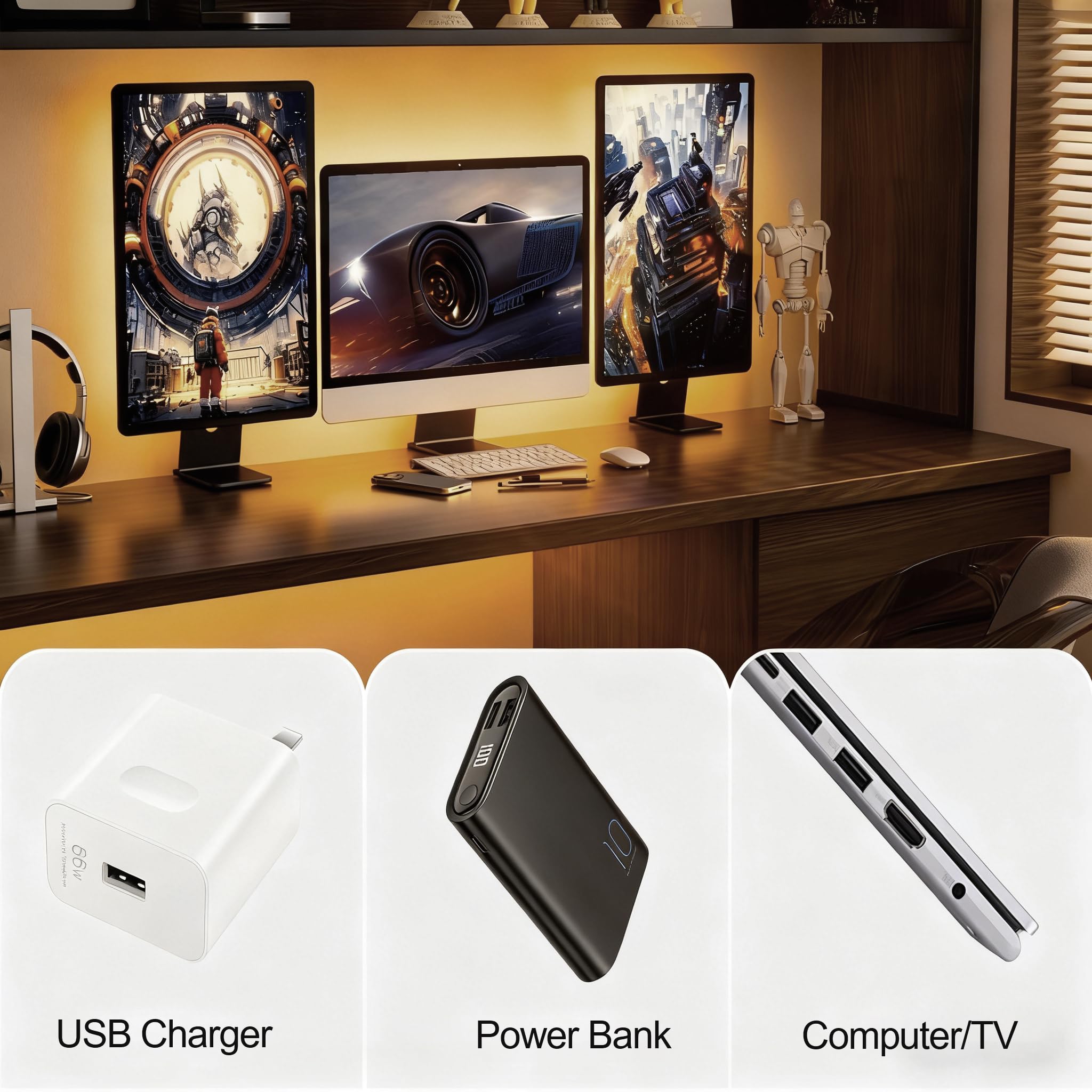 Tira de luz LED USB de 5 V 1 m, tira de luz cálida, tira LED corta brillante y flexible de 5 V para debajo de gabinetes, cocina, retroiluminación