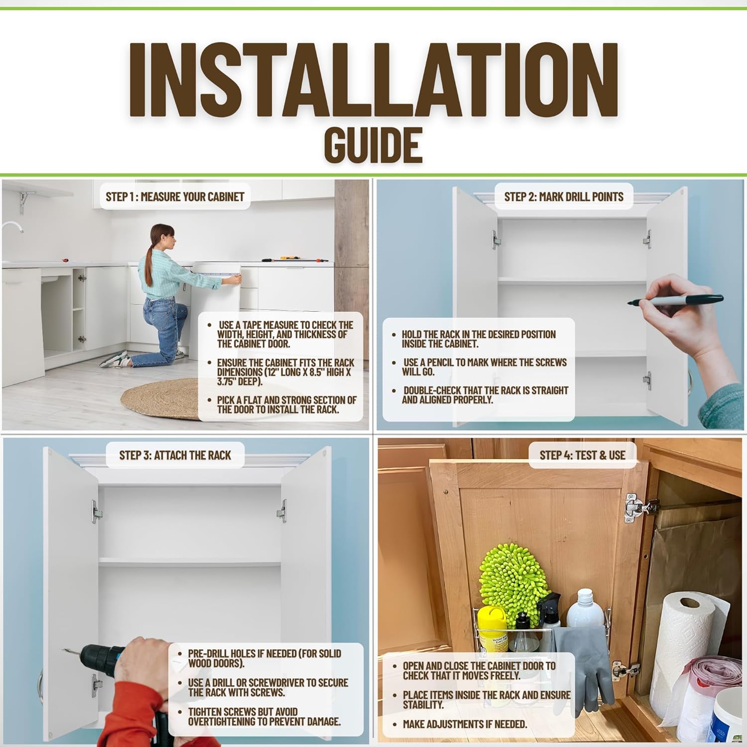 Evelots Kitchen Wrap Organizer - 2 Pack - Hold up to 4 Plastic, Foil, Paper, Wax - Cabinet Door, Wall Rack Basket - Sandwich, Freezer, Food Bag Storage - Laundry Supplies - Plastic Coated Metal - Image 4