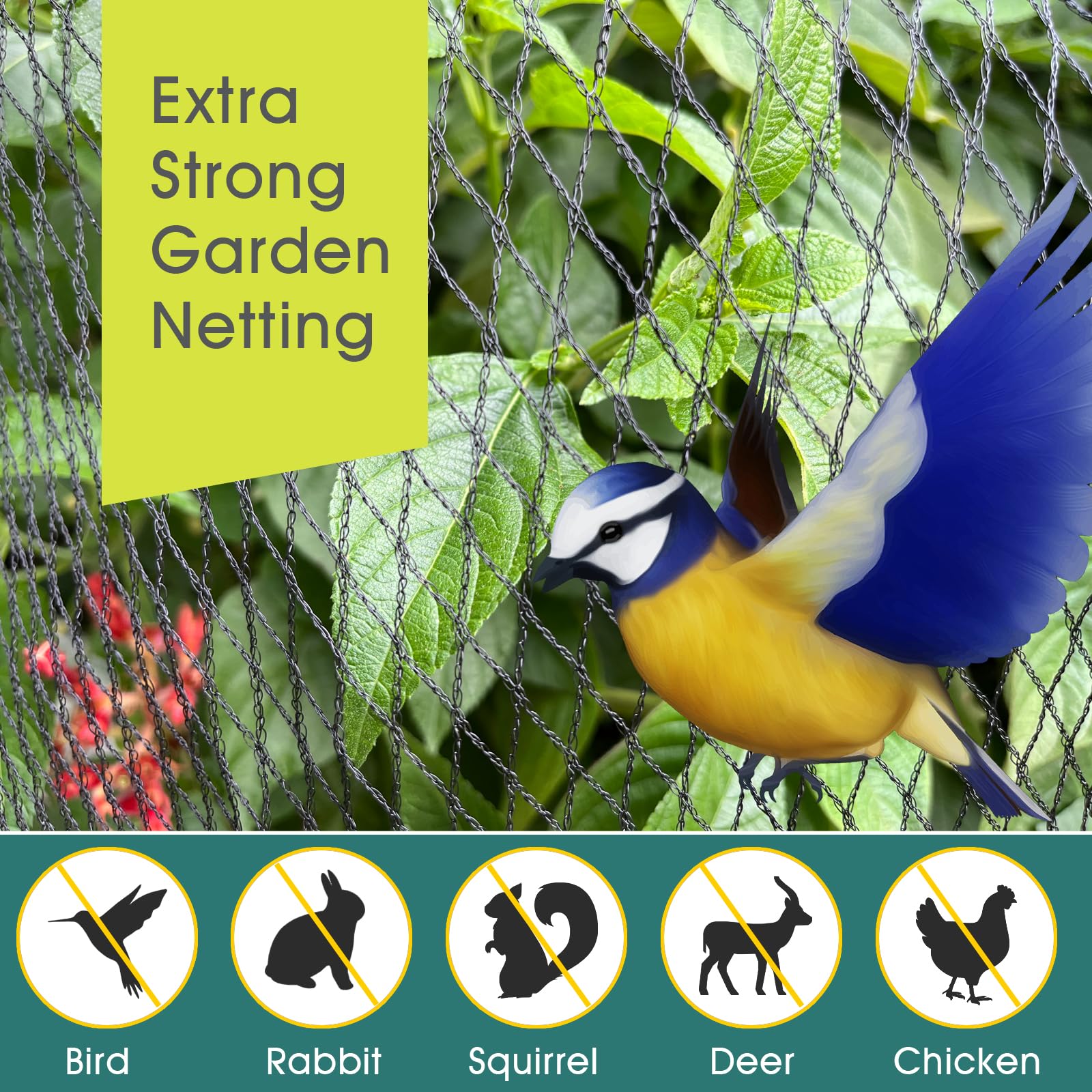 Red de protección para pájaros (4x12 m, red de protección contra pájaros, malla estrecha (12x12 mm), resistente a la intemperie y a los rayos UV, 6 ganchos de tierra y 50 bridas (negro) | Red de protección para árboles frutales, pájaros, gallinas, palomas