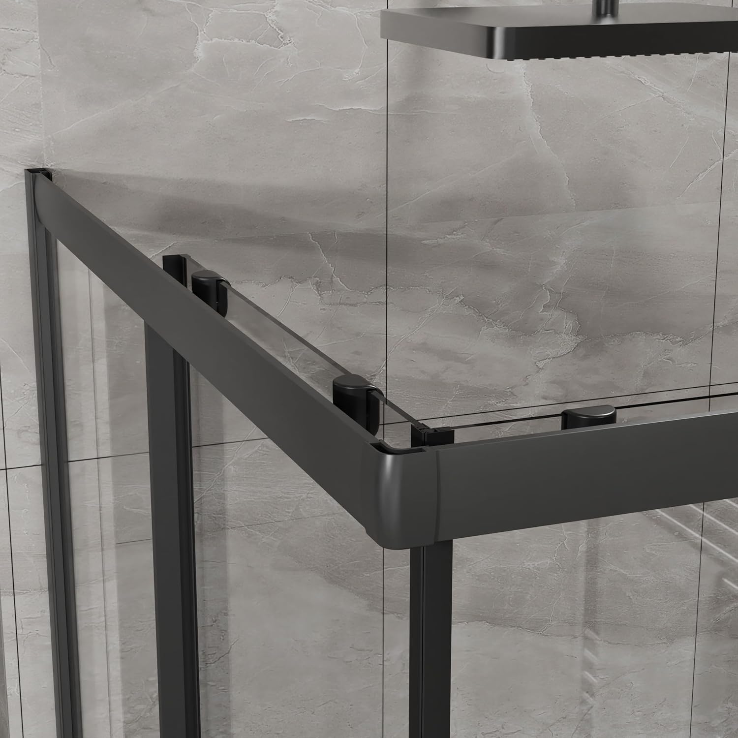 Corner Shower Enclosure 36 in.D x 36 in. W x 72 in. H, Sliding Shower Door with Black Shower Base, Shower Stall with 1/4 in Clear Tempered Glass, Easy Clean
