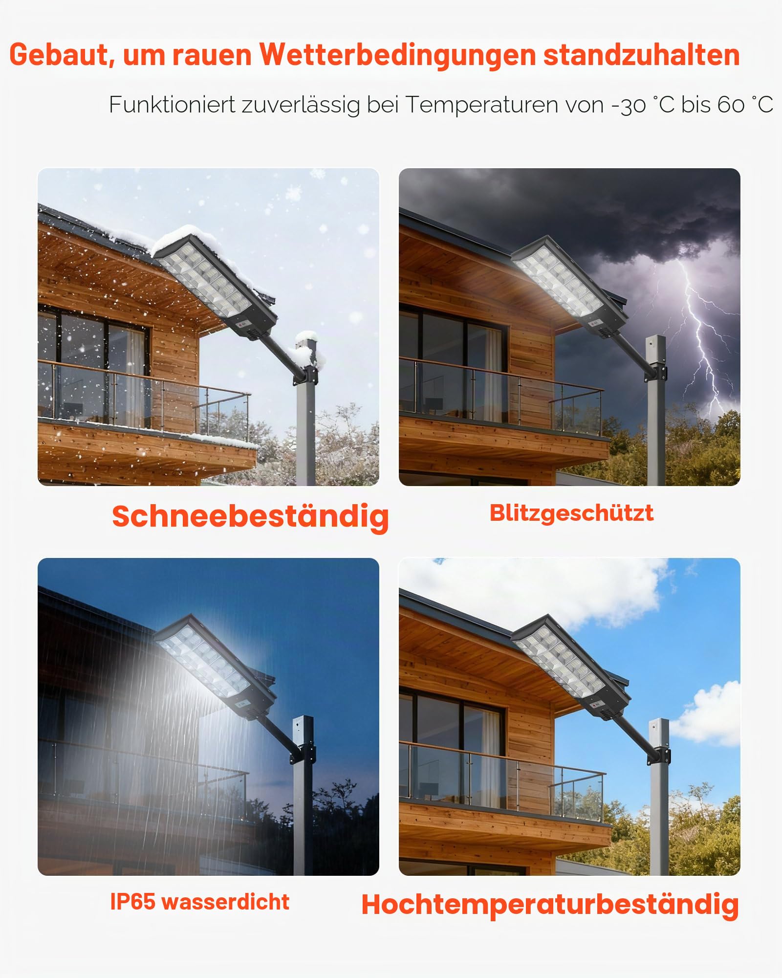 VEVOR Solar Straßenlaterne 450000LM, Straßenlampe 8000 W, Solarleuchte mit Dämmerungssensor, LED-Flutlicht mit Bewegungsmelder, IP65 wasserdichte Außenbeleuchtung, für Einfahrt & Hof, 1 Stück
