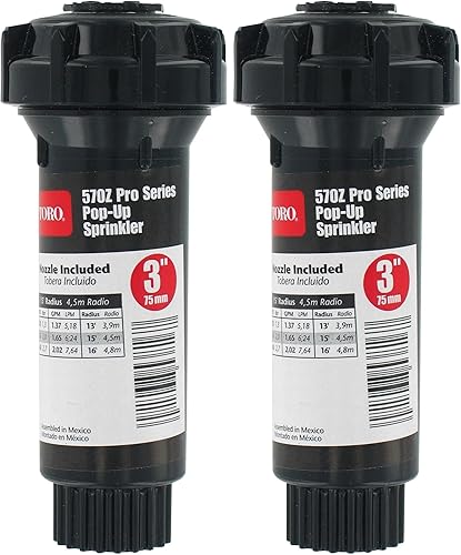 Miniatura 6 de Toro 53818 Spray fijo emergente de 3 pulgadas con rociador de boquilla ajustable, 0-360 grados, 15 pies, negros (paquete de 2)