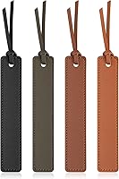 Leezmark 4-Pack Classic Stitched Leather Bookmarks with Tassels - Vintage PU Leather Page Markers, Ideal Gifts for Book Lovers, Readers, Men & Women