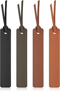 Leezmark 4-Pack Classic Stitched Leather Bookmarks with Tassels - Vintage PU Leather Page Markers, Ideal Gifts for Book Lovers, Readers, Men & Women