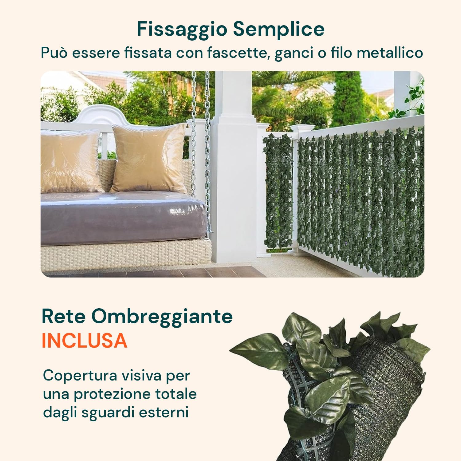 Siepe Artificiale da Esterno 150x300 cm con Foglie Lauro in PVC e Rete Ombreggiante – Frangivista per Recinzione Giardino, Copri Ringhiera Balcone
