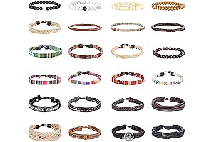 FINREZIO Hemp Bracelet 24 Pcs Women Men Leather Wristbands
