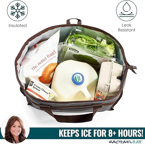Miniatura 3 de Rachael Ray Chillout Soft Cooler Bag, Large Reusable Insulated Grocery Bag with Zippered Top, Travel Tote for Hot or Cold Food, Grocery Tote Bag