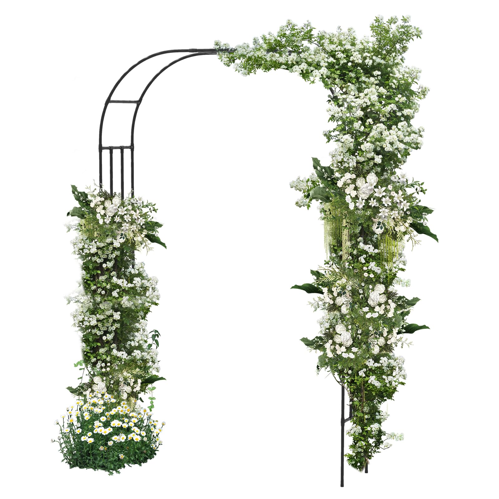 HOMASIS Arco da Giardino, Sostegno per Piante con Tubo in Acciaio Ondulato, Arco per Rose Rampicanti, Decorazioni Giardino per Feste, Matrimoni (153 x 40 x 240 cm)