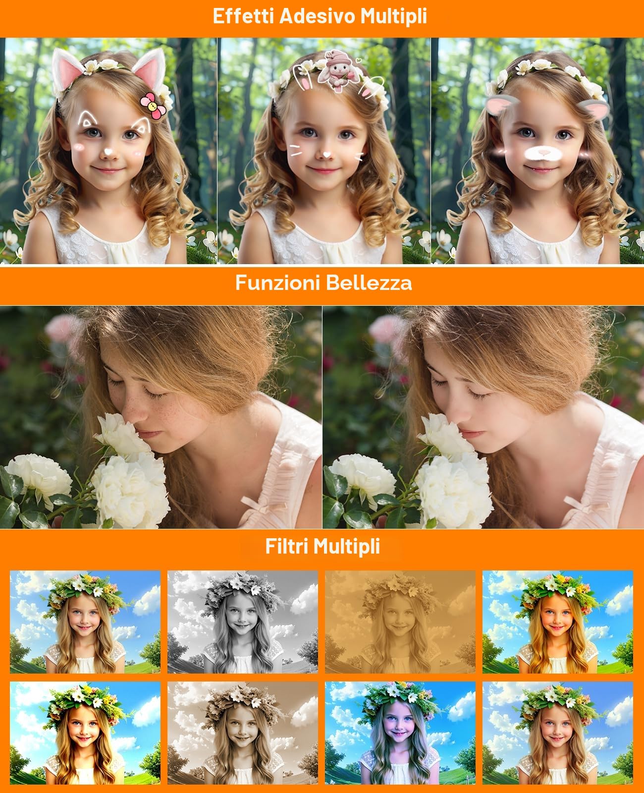 AI Intelligente Macchina Fotografica Digitale con WiFi, Autofocus Fotocamera Doppiac Anteriore e Posteriore con Schermo Touchscreen da 3,6 Pollici, Scheda SD da 32 GB per Bambini, Adolescenti, Adulti