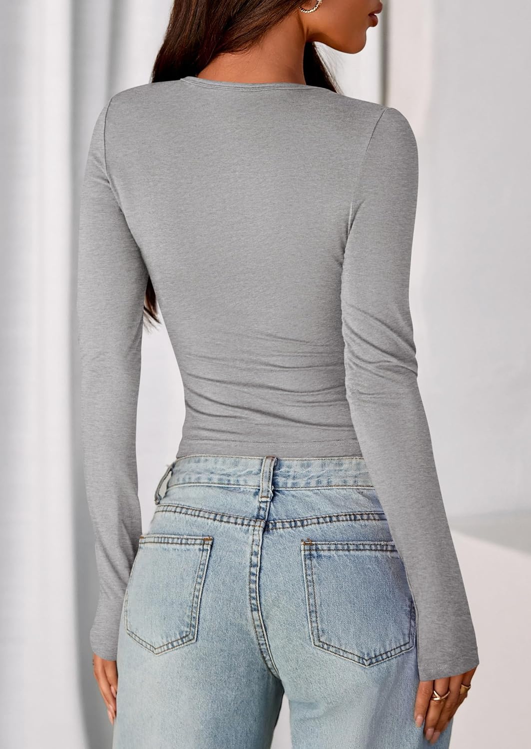 PRETTYGARDEN Womens Casual Long Sleeve Tops 2026 Fall Crew Neck Fitted Henley Shirts Basic Tee Blouse Knit Going Out Outfits - Image 4