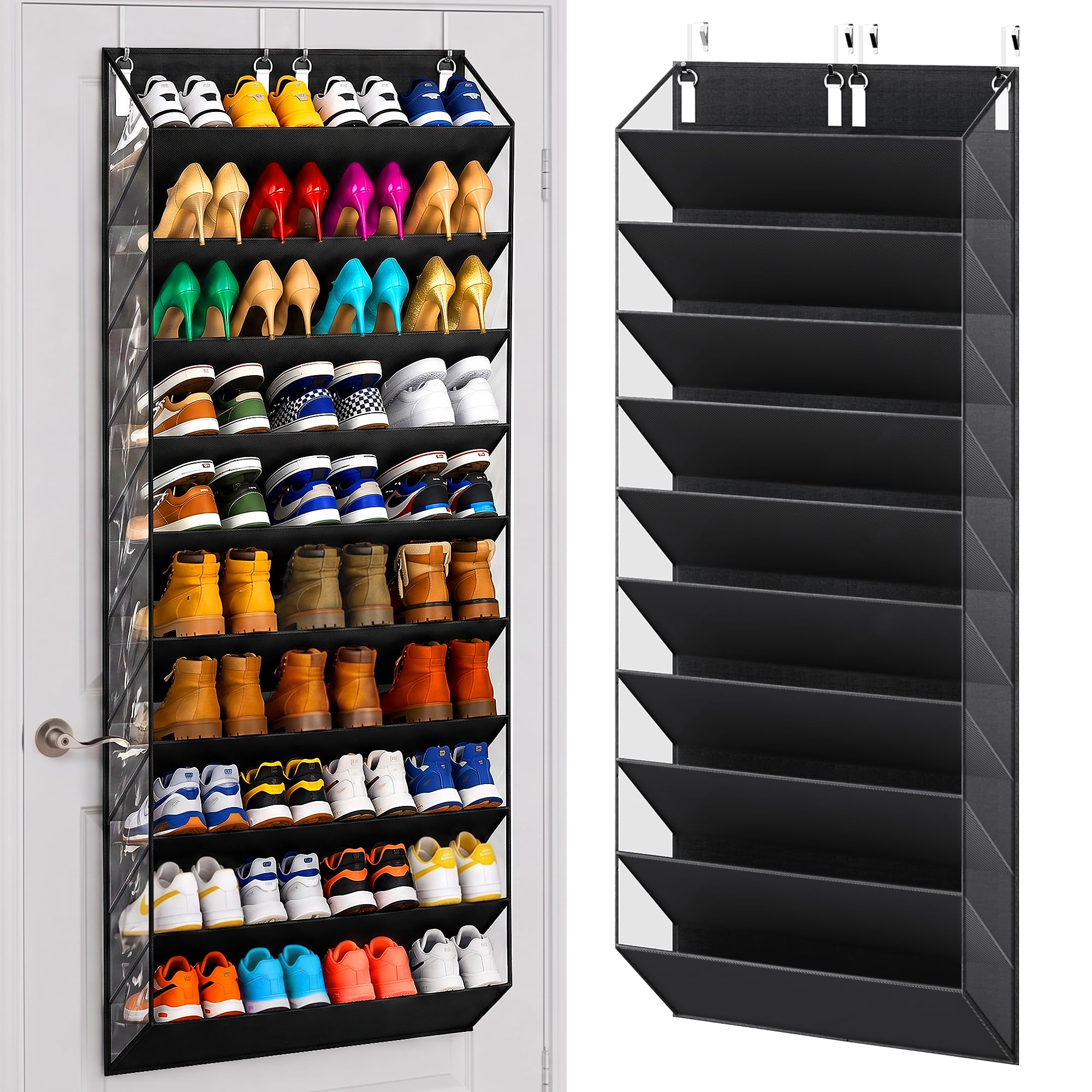 UVIAHOMI 30-40 Pairs Over the Door Shoe Organizer, 10 Tiers Fit Tall Boots