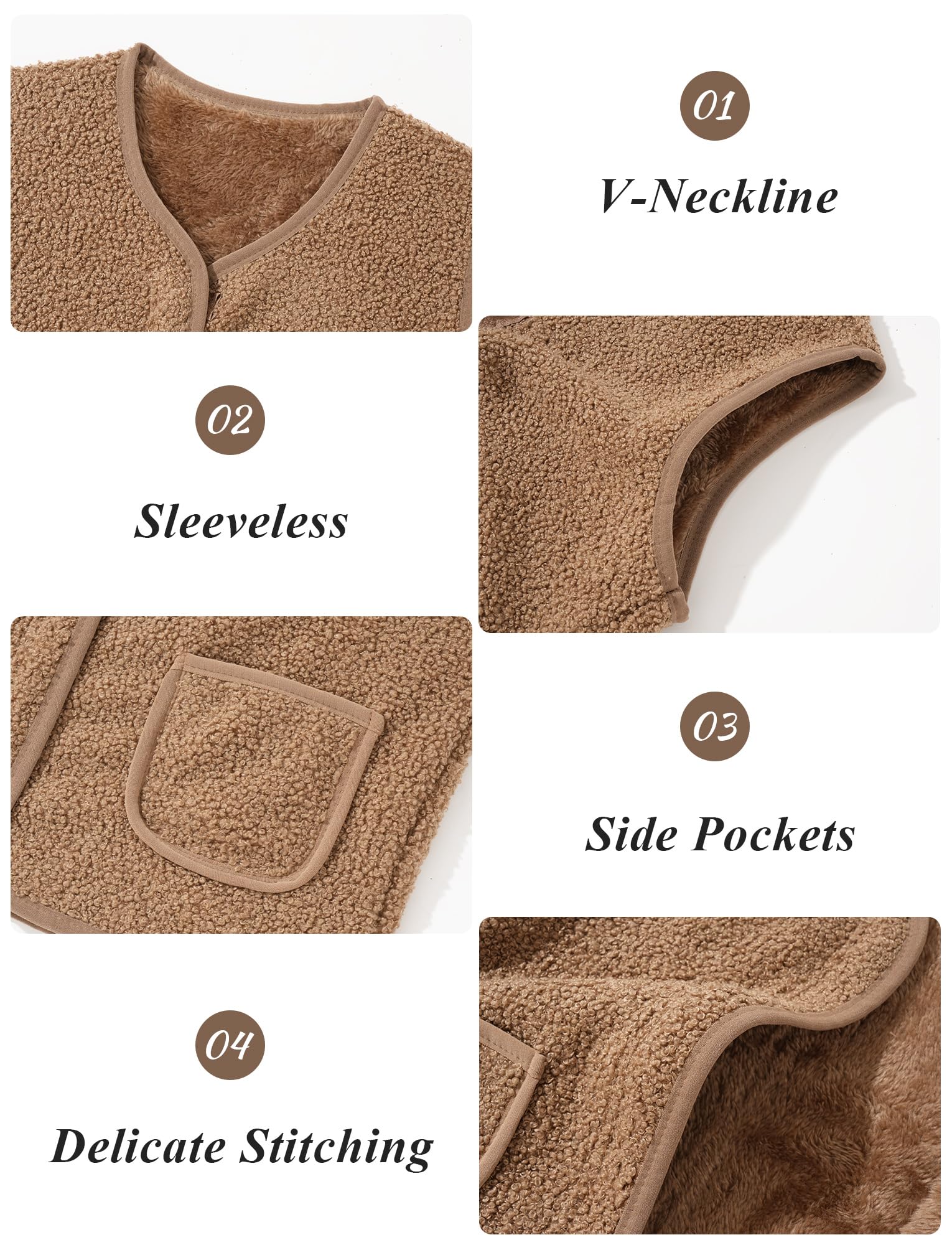 Happy Cherry Bambini Gilet in Pile Senza Maniche Giacca Autunno Invernale Ragazzi Ragazze Capispalla Panciotto Caldo Leggero con Cerniera e Tasche