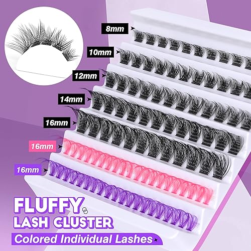 Miniatura 3 de Pestañas individuales de aspecto natural, extensiones de pestañas esponjosas de 0.315-0.630 in, racimos de pestañas con pestañas de colores 40P,