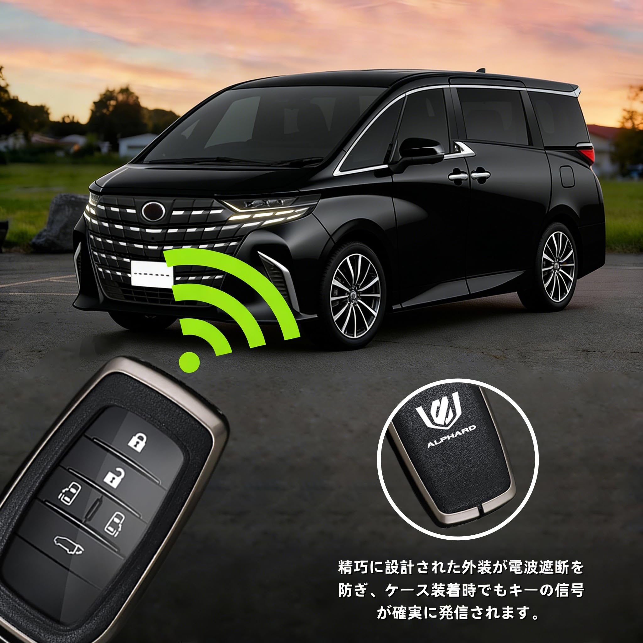 [AetherAura] アルファード 30系 40系 スマートキーケース キーカバー 本革風 PVCレザー 亜鉛合金 メタルフレーム 5/6ボタン対応 薄型軽量 耐衝撃 防水 電波干渉しない ギフトボックス付 メンズ(アルファード に適用, ブラック) [並行輸入品] - 5