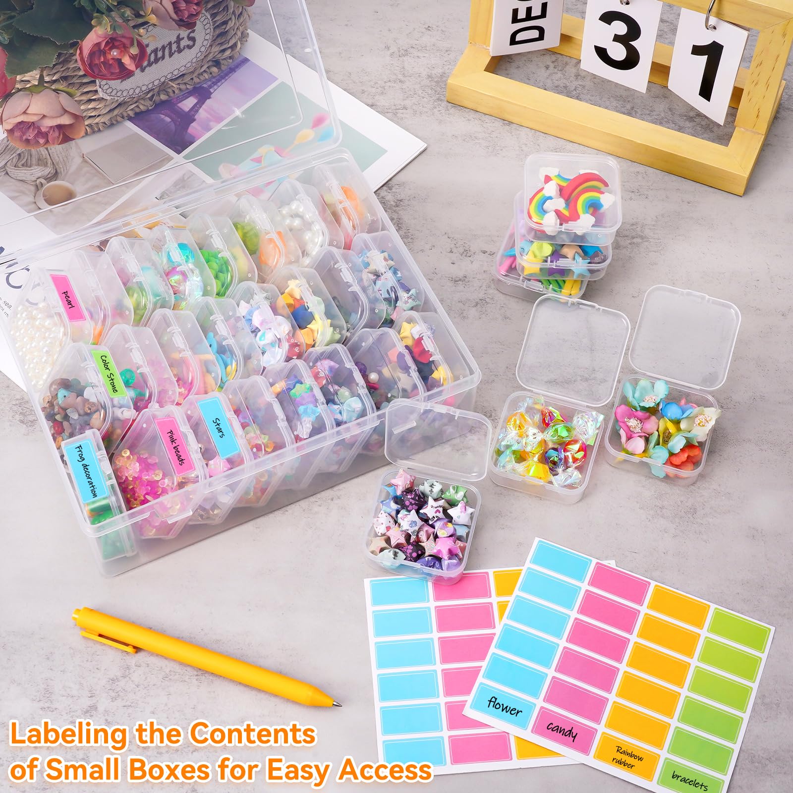 Scatoline Plastica Trasparenti 30pz + 1 Grande - Organizzatore Perline E Gioielli