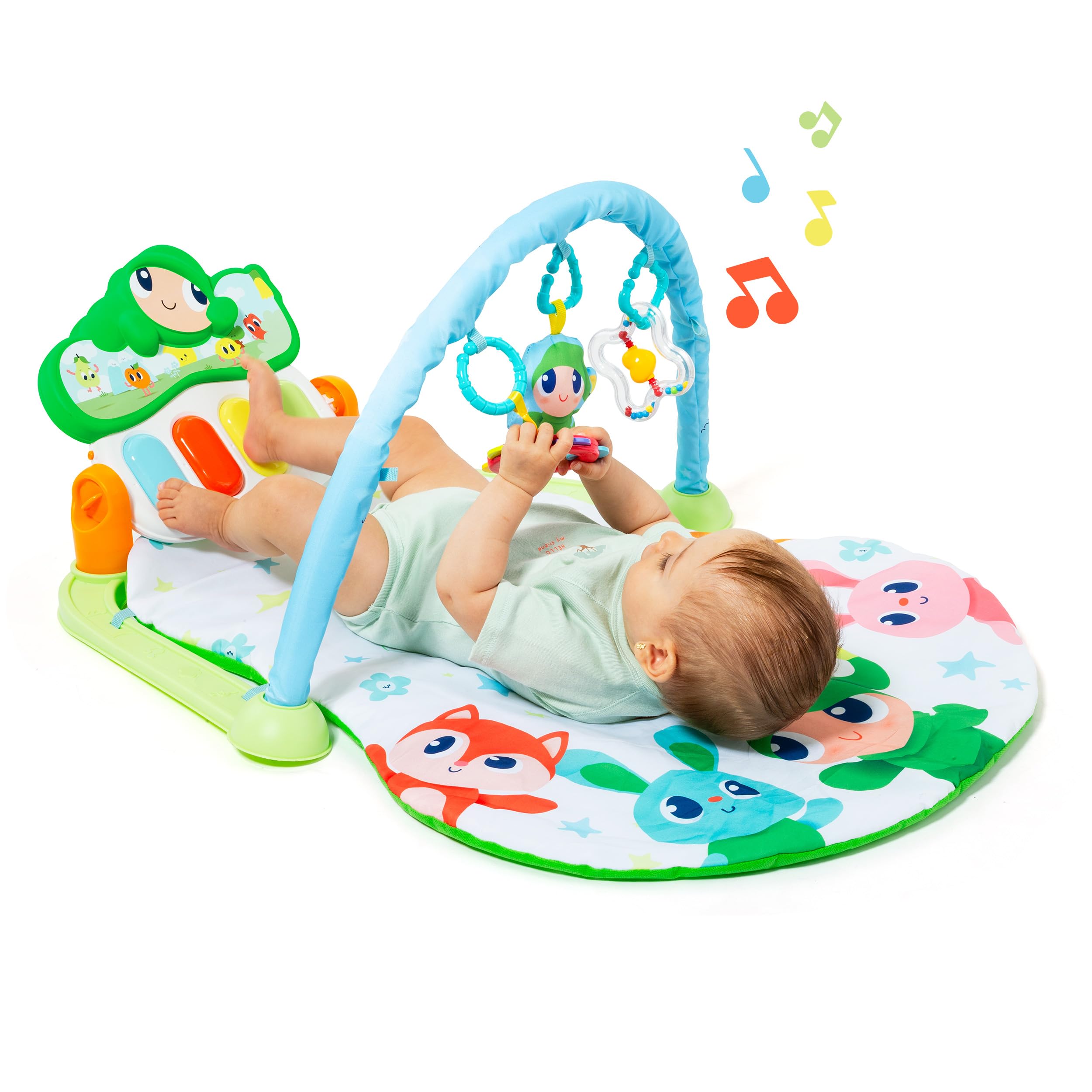 MOLTO - Gusy Luz Alfombra Gimnasio Bebé Activity Piano con Luces, Sonidos y 20 Melodías, Manta de Juegos Infantil con 4 Modos, 3 Juguetes y Pian, Lavable, Plegable y Portátil, + 0 Años
