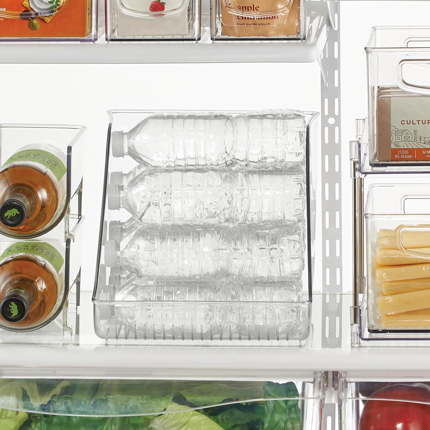 iDesign Water Bottle Organizer for Fridge - Clear - Made in USA - Image 5